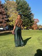 Elegant Bodycon Satin Cowl Neck Split Prom Dresses