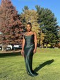 Elegant Bodycon Satin Cowl Neck Split Prom Dresses
