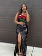 Sparkly Sheath/Column Sequin Split Lace-Up Prom Dresses