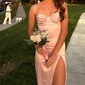 Modest Sheath/Column Satin Sweetheart Split Prom Dresses