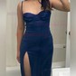 Modest Sheath/Column Satin Sweetheart Split Prom Dresses