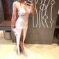 Modest Sheath/Column Satin Sweetheart Split Prom Dresses