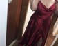 A-line Cowl Neck Satin Prom Dresses with Slit