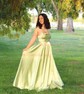 A-line Cowl Neck Satin Prom Dresses with Slit