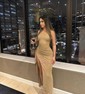 Glitter Black Sheath/Column One Shoulder Ruffle Prom Dresses