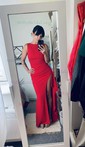 Elegant Black Stretch Crepe Sheath/Column Ruffle Prom Dresses