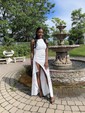 Elegant Black Stretch Crepe Sheath/Column Ruffle Prom Dresses