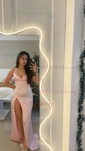 Petite Sheath/Column Satin V-neck Lace-Up Split Prom Dresses