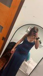Petite Sheath/Column Satin V-neck Lace-Up Split Prom Dresses