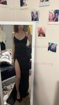 Petite Sheath/Column Satin V-neck Lace-Up Split Prom Dresses