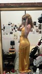 Petite Sheath/Column Satin V-neck Lace-Up Split Prom Dresses