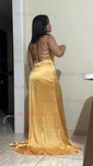 Petite Sheath/Column Satin V-neck Lace-Up Split Prom Dresses