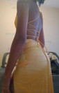 Petite Sheath/Column Satin V-neck Lace-Up Split Prom Dresses