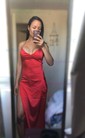 Petite Burgundy Satin Sheath/Column V-neck Split Prom Dresses