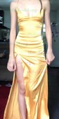 Petite Burgundy Satin Sheath/Column V-neck Split Prom Dresses