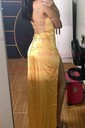Petite Burgundy Satin Sheath/Column V-neck Split Prom Dresses