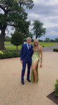 Petite Gold Satin Sheath/Column V-neck Split Prom Dresses