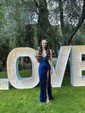 Petite Gold Satin Sheath/Column V-neck Split Prom Dresses