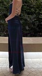 Petite Sheath/Column Satin V-neck Lace-Up Split Prom Dresses