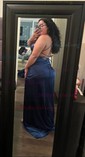 Petite Sheath/Column Satin V-neck Lace-Up Split Prom Dresses