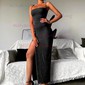 Glitter Sheath/Column Square Neck Split Prom Dresses