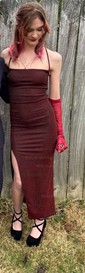 Glitter Sheath/Column Square Neck Split Prom Dresses