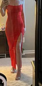 Glitter Sheath/Column Square Neck Split Prom Dresses