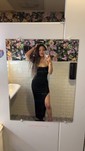 Glitter Sheath/Column Square Neck Split Prom Dresses