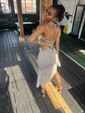 Glitter Sheath/Column Square Neck Split Prom Dresses