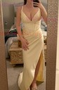 Sheath/Column V-neck Satin Corset Prom Dresses With Ruched