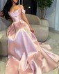 Ball Gown Off-the-shoulder Satin Prom Dresses With Ruched