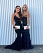 Mermaid V-neck Sparkly Sequin Prom Dresses