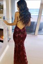 Mermaid V-neck Backless Sparkly Sequin Prom Dresses