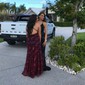 Mermaid V-neck Backless Sparkly Sequin Prom Dresses