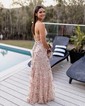 Mermaid V-neck Backless Sparkly Sequin Prom Dresses