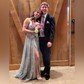 A-line V-neck Ruched Tulle Prom Dresses With Star