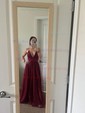 A-line V-neck Ruched Tulle Prom Dresses With Star