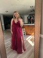 A-line V-neck Ruched Tulle Prom Dresses With Star