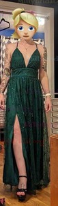 A-line V-neck Ruched Tulle Prom Dresses With Star