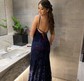 Mermaid V-neck Backless Sparkly Sequin Prom Dresses