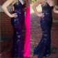 Mermaid V-neck Backless Sparkly Sequin Prom Dresses