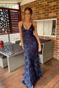 Mermaid V-neck Sparkly Sequin Prom Dresses