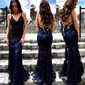 Mermaid V-neck Sparkly Sequin Prom Dresses