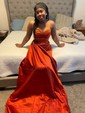 Sheath/Column Strapless Satin Prom Dresses With Ruched
