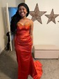 Sheath/Column Strapless Satin Prom Dresses With Ruched