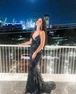 Black Mermaid V-neck Sparkly Sequin Prom Dresses