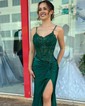 Sheath/Column V-neck Ruched Jersey Prom Dresses With Appliques