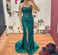 Sheath/Column V-neck Ruched Jersey Prom Dresses With Appliques