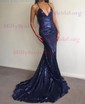 White Mermaid V-neck Sparkly Sequin Prom Dresses
