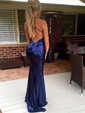 White Mermaid V-neck Sparkly Sequin Prom Dresses